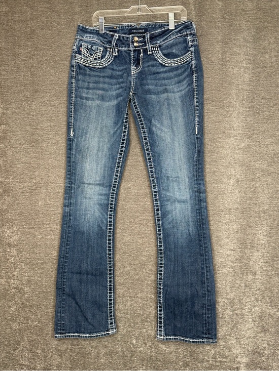 Vigoss Denim - Vigoss Women's Dark Blue Bootcut Jeans with Contrast Stitching